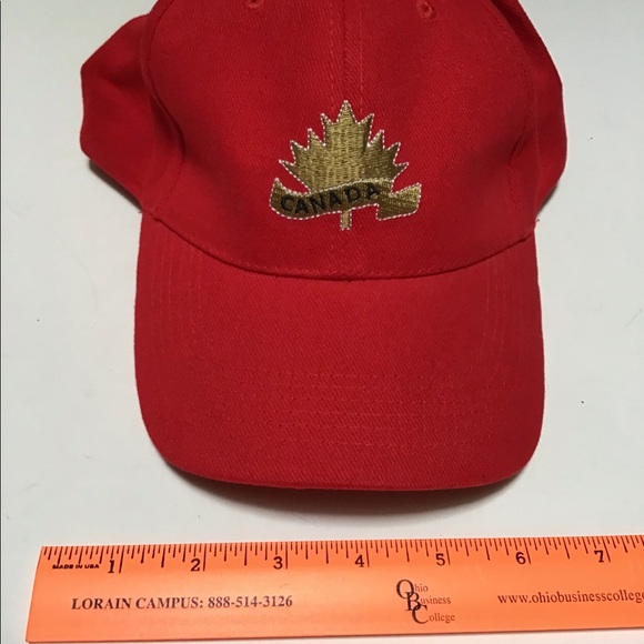 Red Embroidered Canada Maple Leaf  Ball Cap - Picture 7 of 10